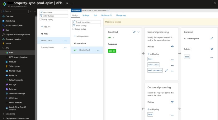 Azure API Management API showing an endpoint
